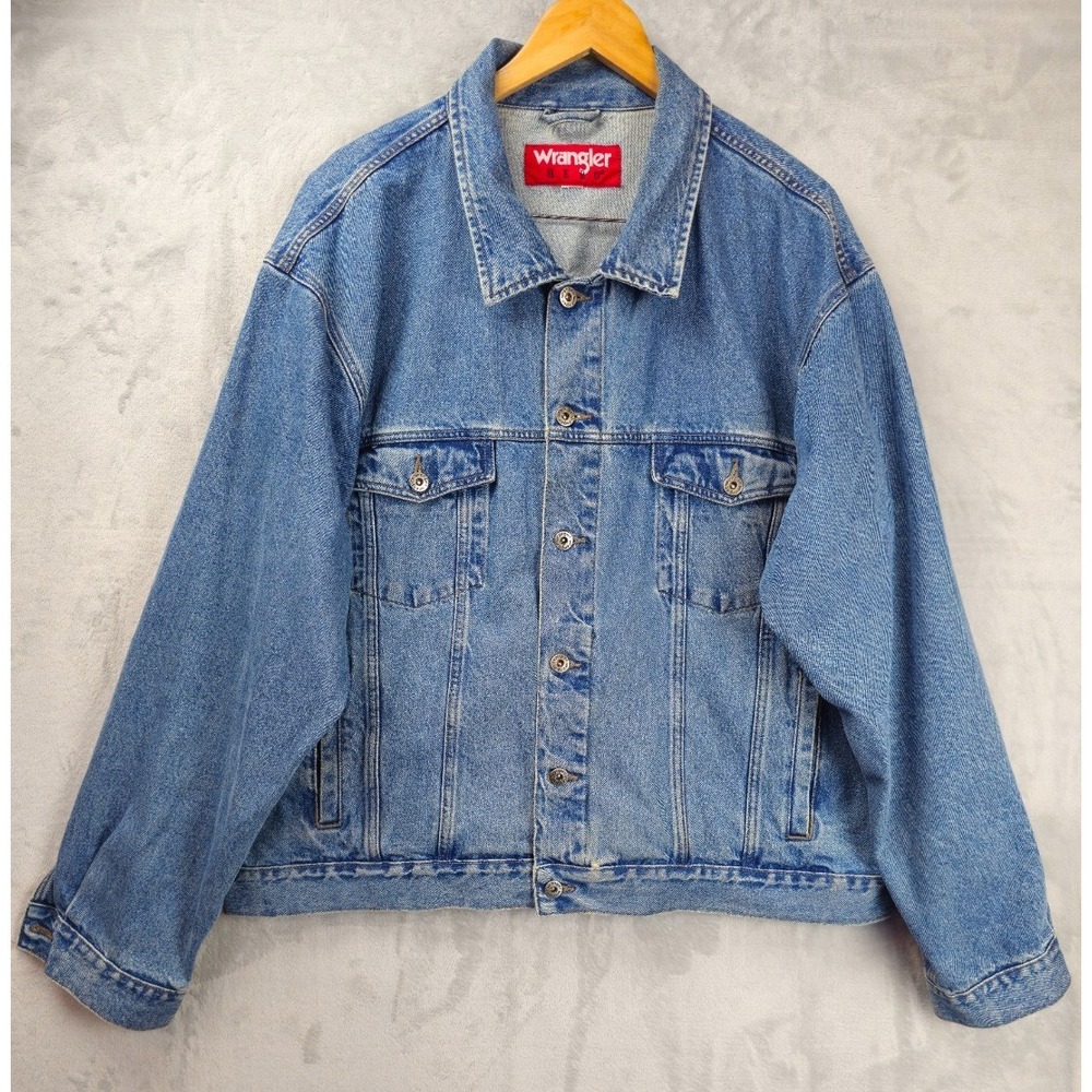 Vtg Wrangler Hero Classic Blue Denim Trucker Jacket Men's Size 3XL Western